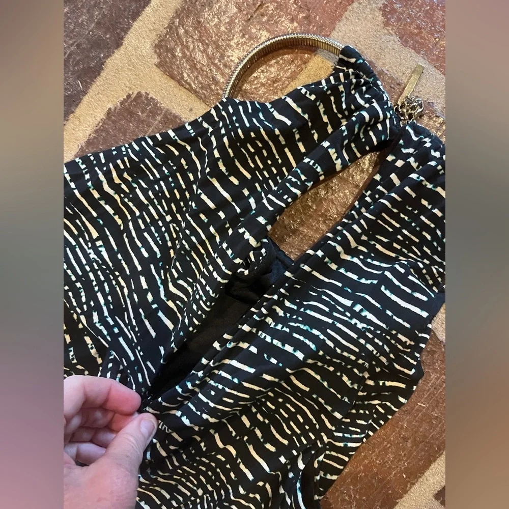Black and White Patterned Jumpsuit Sz 8 Ivy + Blue with Silver Accents - Picture 10 of 16